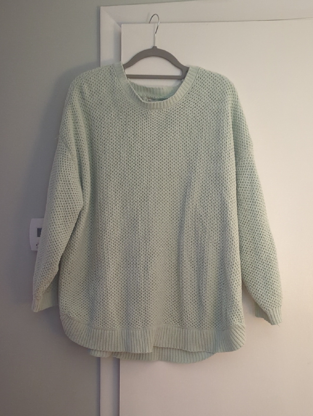 Maurices Mint Open-Knit Crewneck Sweater